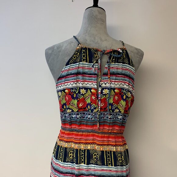 Minkpink dress SZ M maxi halter multi print keyhole neck bohemian unique… - Picture 16 of 16